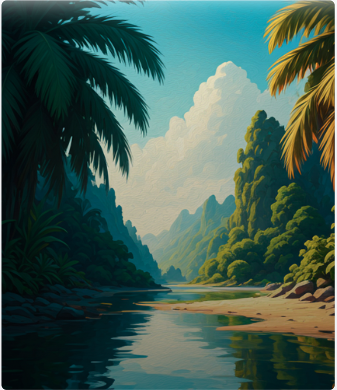 Impressionist tropical river scene: path to digital sovereignty